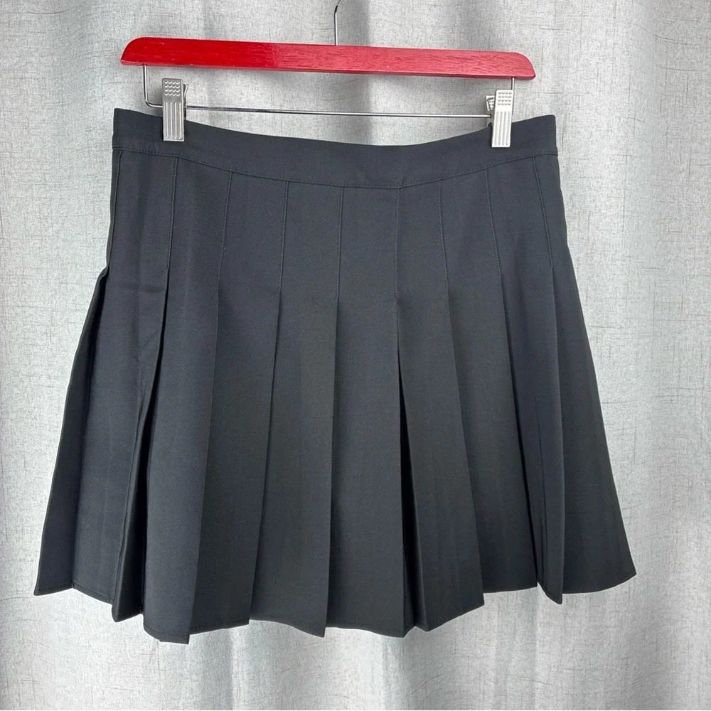 Schoolgirl Pleated Mini Skirt Black Skort Dark Academia Whimsigoth Grunge M* XXL
